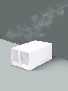 1pc Plain Foldable Shoes Storage Box - White - View 2