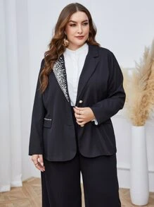 Mulvari Plus Pearls Beaded Lapel Neck Blazer - Black - View 4