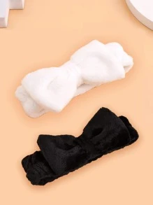 2pcs Bow Decor Bath Headband - Black and White - View 1