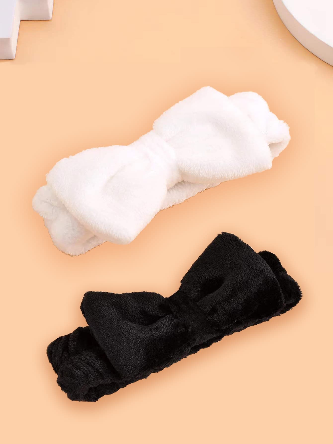 2pcs Bow Decor Bath Headband - Black and White - View 1