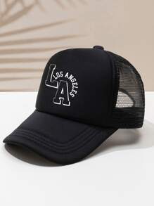 街頭休閒男士字母圖形卡車司機帽 - 黑色 - 查看 1