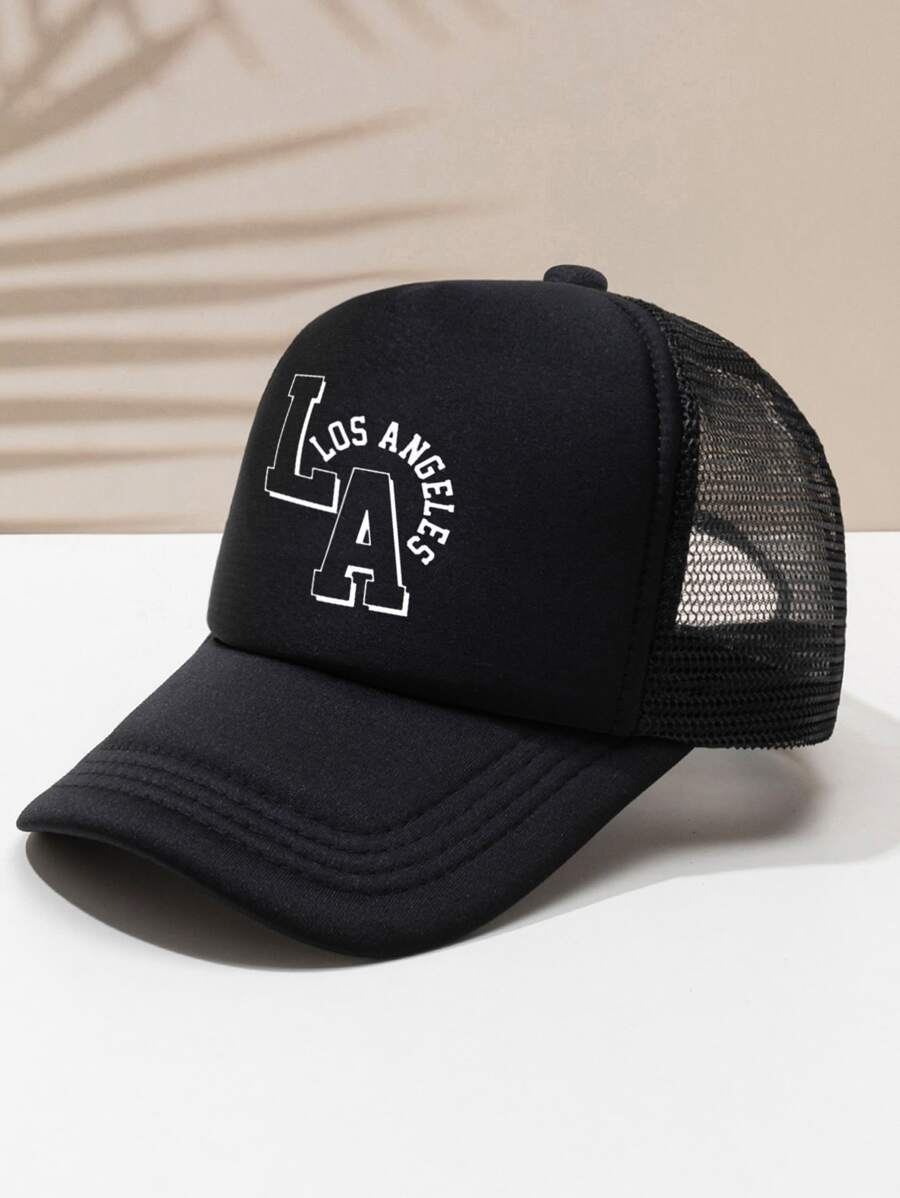 街頭休閒男士字母圖形卡車司機帽 - 黑色 - 查看 1