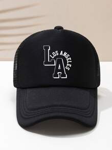 街頭休閒男士字母圖形卡車司機帽 - 黑色 - 查看 2