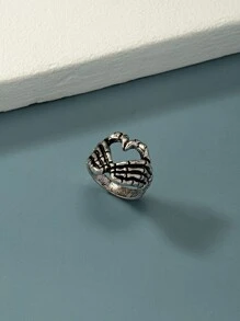 1pc Fashion Skeleton Hand Design Ring For Men For Daily Decoration, For Jewelry Gift And Party - Antique Silver - View 1