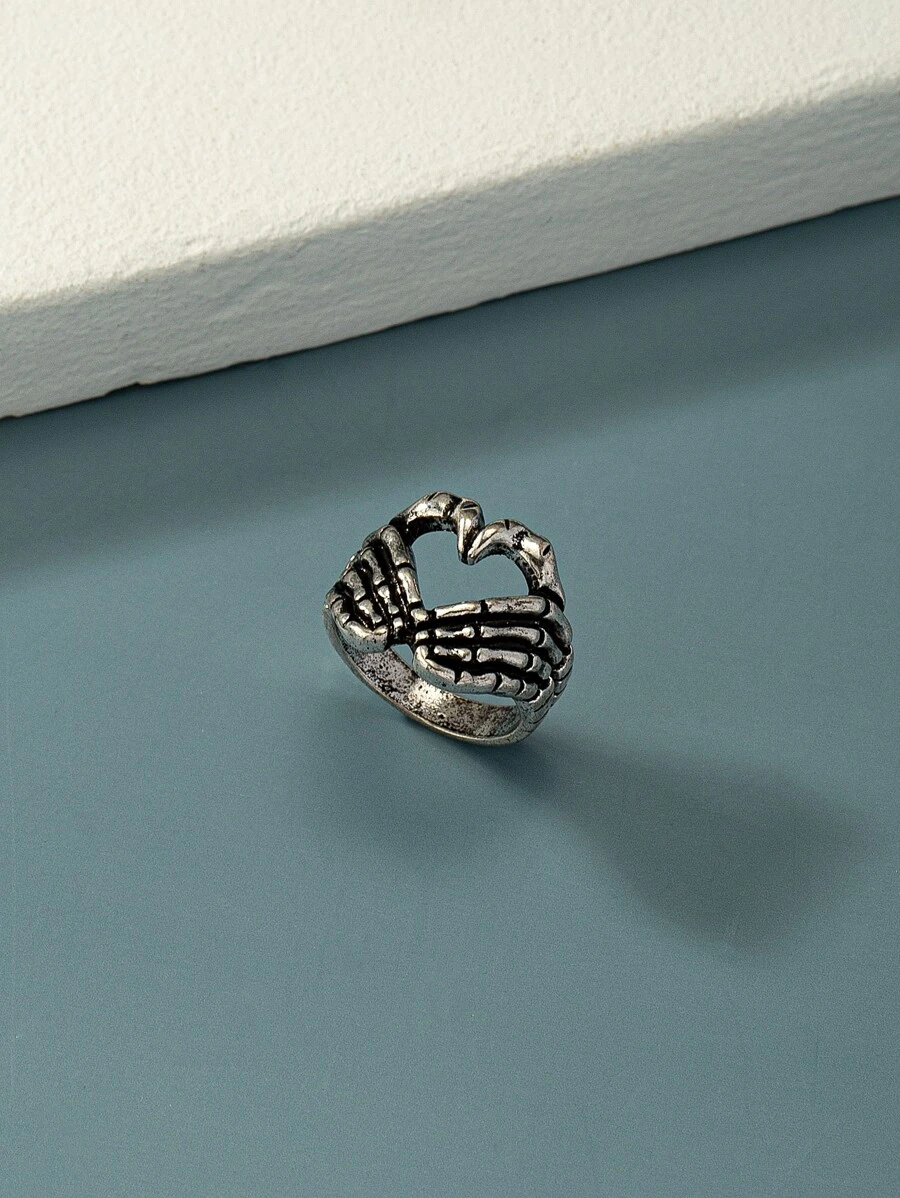 1pc Fashion Skeleton Hand Design Ring For Men For Daily Decoration, For Jewelry Gift And Party - Antique Silver - View 1