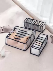 1/2/3 piezas Bolsas organizadoras de armario para ropa interior, calcetines y otros artículos pequeños - Negro - Ver 2