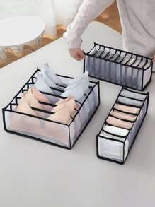 1/2/3 piezas Bolsas organizadoras de armario para ropa interior, calcetines y otros artículos pequeños - Negro - Ver 3