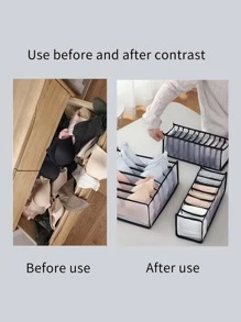 1/2/3 piezas Bolsas organizadoras de armario para ropa interior, calcetines y otros artículos pequeños - Negro - Ver 6