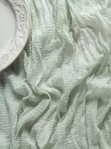 1pc Polyester Table Runner, Fashionable Ruched Kitchen Table Runner For Wedding - Mint Green - View 7