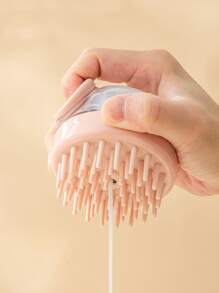 1pc Random Color Shampoo Massage Brush, Nordic Plastic Automatic Filling Scalp Massager For Bathroom Back To School - Multicolor - View 3