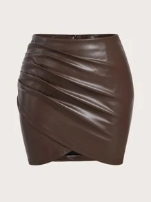 SHEIN ICON Falda cruzado PU
