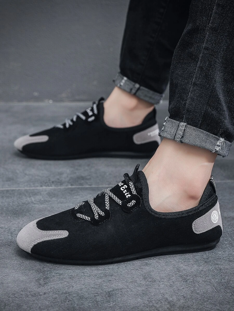 Giày thể thao nam Lá thư Ren lên - màu đen - Xem 1