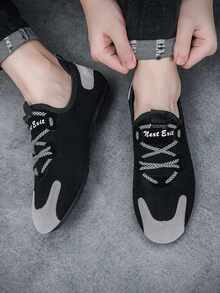Giày thể thao nam Lá thư Ren lên - màu đen - Xem 2