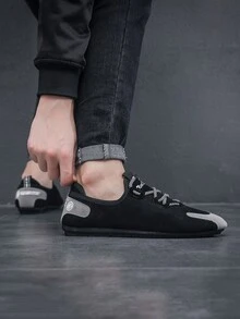 Giày thể thao nam Lá thư Ren lên - màu đen - Xem 3