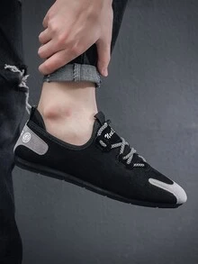 Giày thể thao nam Lá thư Ren lên - màu đen - Xem 4