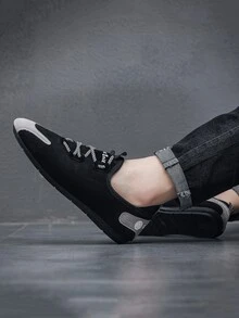 Giày thể thao nam Lá thư Ren lên - màu đen - Xem 5