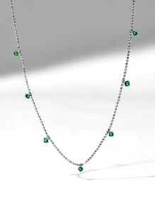 PREMIUM Collar plata zirconia cúbica - Plateado - Ver 2