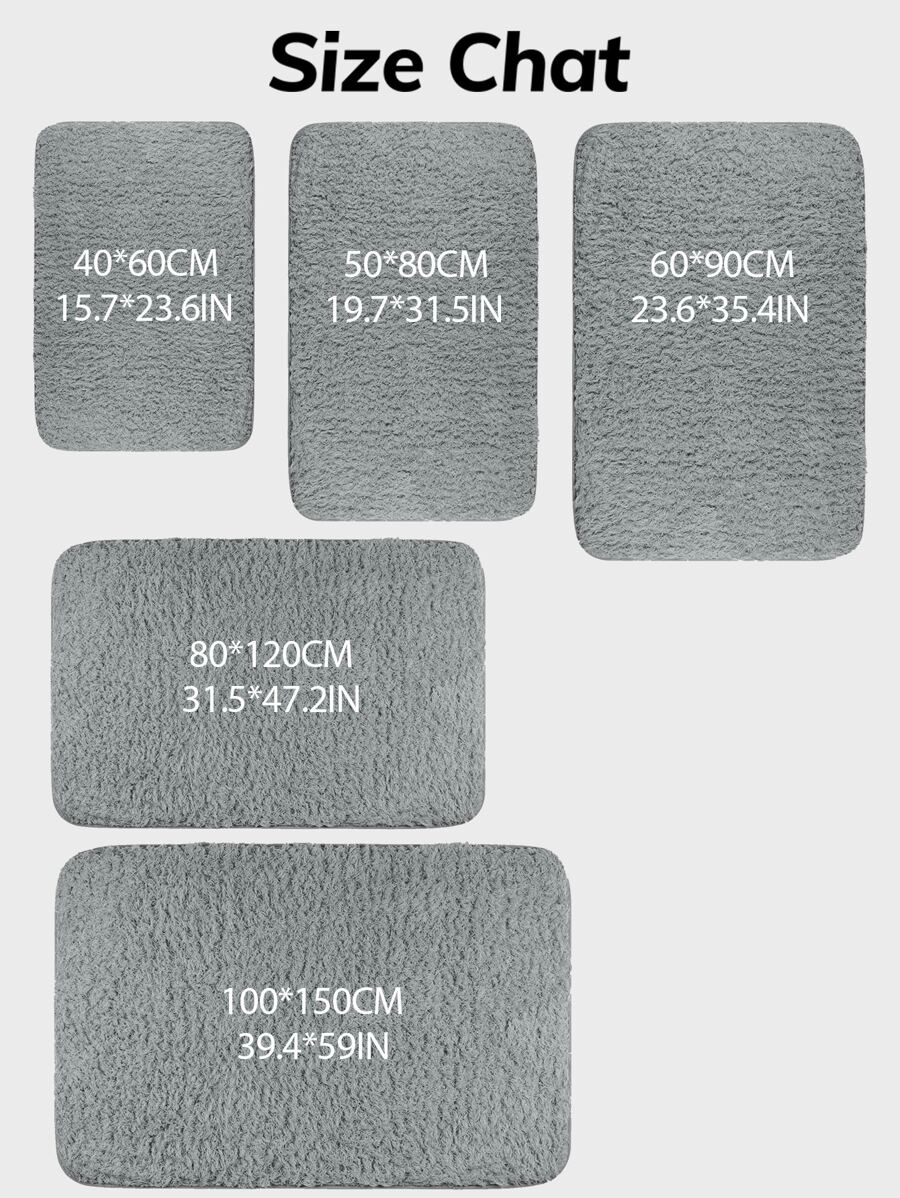 1pc Solid Color Absorb Water Bath Rug,Thickened High Fluff Floor Mat