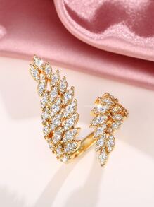 件優雅方晶鋯石女士戒指情人節禮物婚禮訂婚週年紀念派對首飾 - 金黃色 - 查看 5