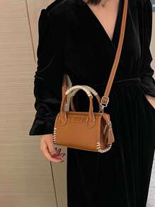 Mini Stitch Detail Square Bag - Brown - View 2