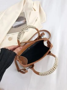 Mini Stitch Detail Square Bag - Brown - View 4