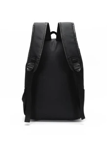 2 piezas hombres set mochila informal que brilla en la oscuridad con diseño de astronauta, set mochilas universitarias, estudiantes de secundaria, estudiantes graduados, estudiantes universitarios de primer año, para viajar, al aire libre, viajes de senderismo - Negro - Ver 3