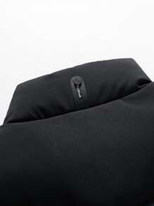 Manfinity Homme Loose Fit Men's Solid Color Zip-Up Coat For Winter, For Fall - Black - View 4