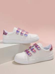 鐳射細節魔術貼板鞋 - 白色 - 查看 3