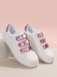 鐳射細節魔術貼板鞋 - 白色 - 查看 4