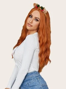Christmas Long Curly Synthetic Wig - Orange - View 1