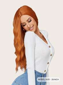 Christmas Long Curly Synthetic Wig - Orange - View 2