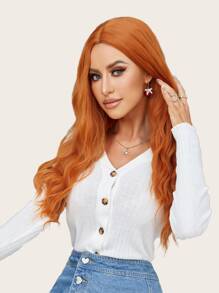Christmas Long Curly Synthetic Wig - Orange - View 5