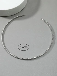 男士方晶鋯石裝飾項鍊 - 銀色 - 查看 3