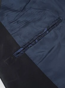 CLOUDSTYLE Men Jacquard Lapel Neck Flap Detail Blazer - Navy Blue - View 7