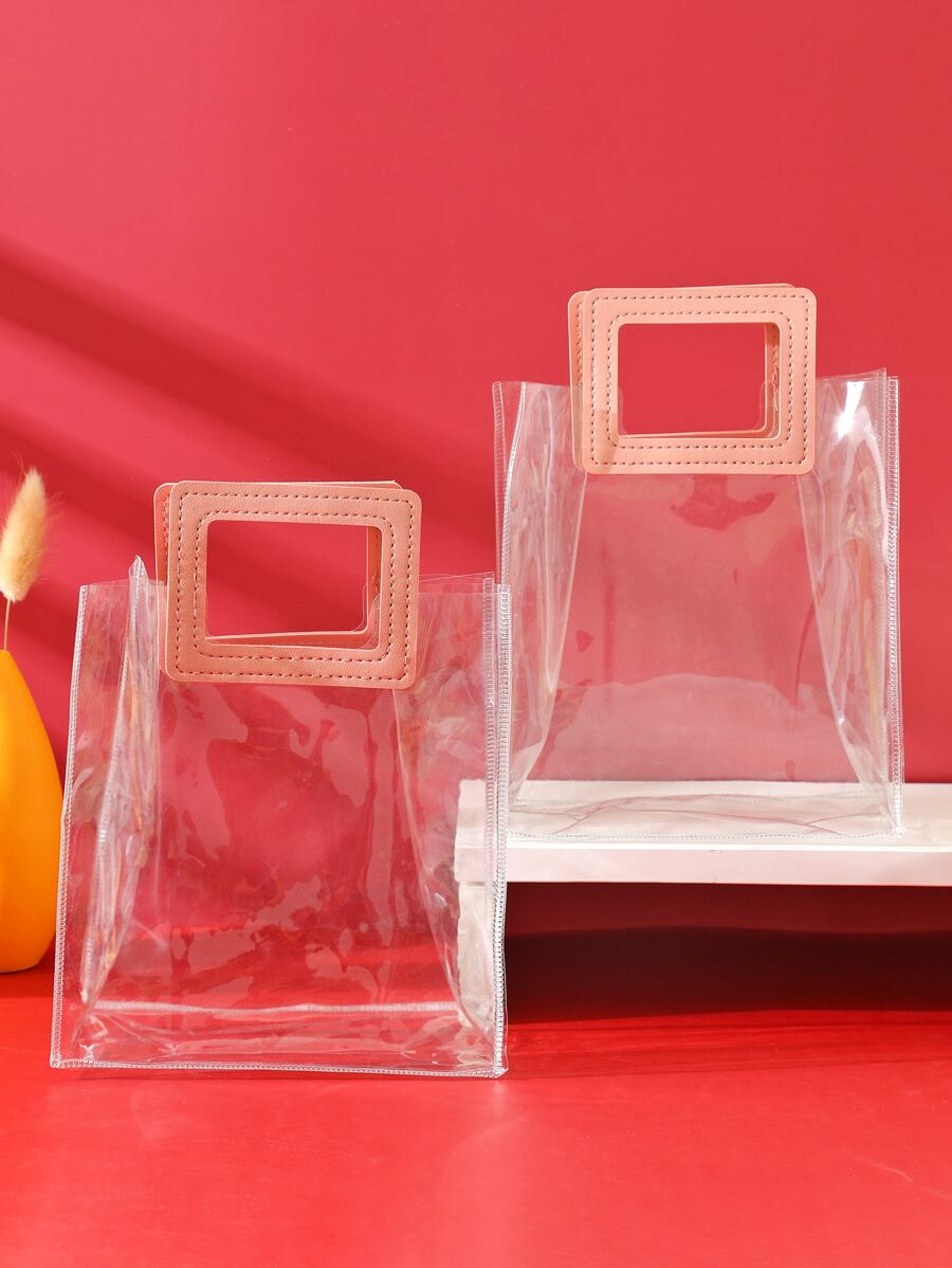 1入組透明禮品袋 - 粉色 - 查看 1