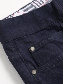 Quần Jeans Nam Thêu Bị tách Dây kéo Hoa - Rửa tối - Xem 3
