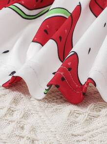 Niñitas Vestido halter con estampado de sandía fruncido - Blanco - Ver 3