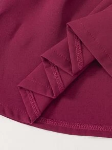 SHEIN Toddler Girls Button Front Lace Up Side Shirt Dress - Red - View 4