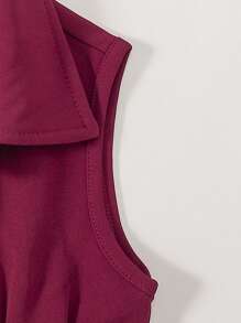 SHEIN Toddler Girls Button Front Lace Up Side Shirt Dress - Red - View 5