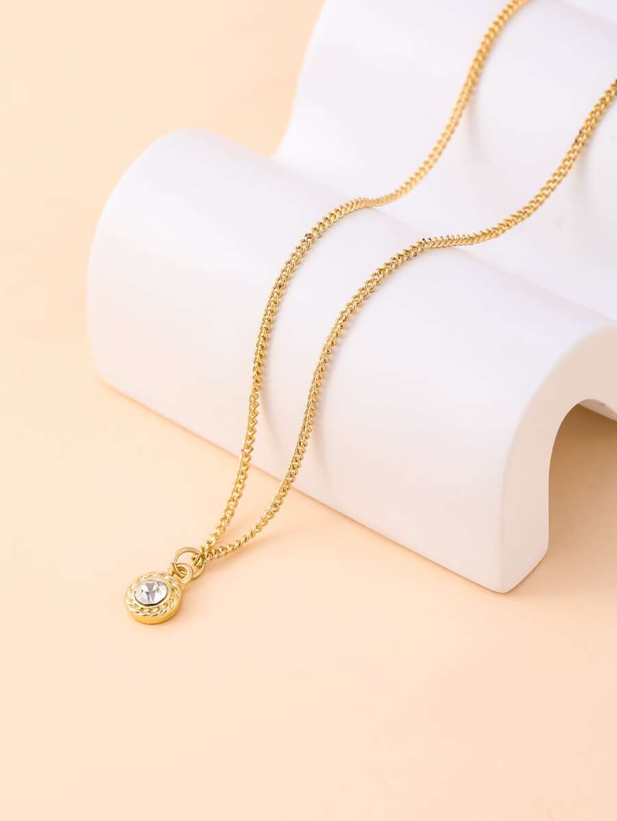 Vòng cổ mặt dây chuyền trang trí bằng đá rhinestone - Vàng - Xem 1