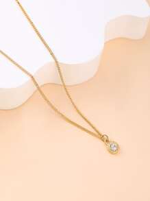 Vòng cổ mặt dây chuyền trang trí bằng đá rhinestone - Vàng - Xem 4