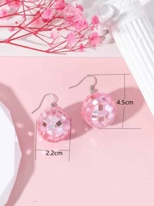 Round Ball Drop Earrings - Pink - View 5