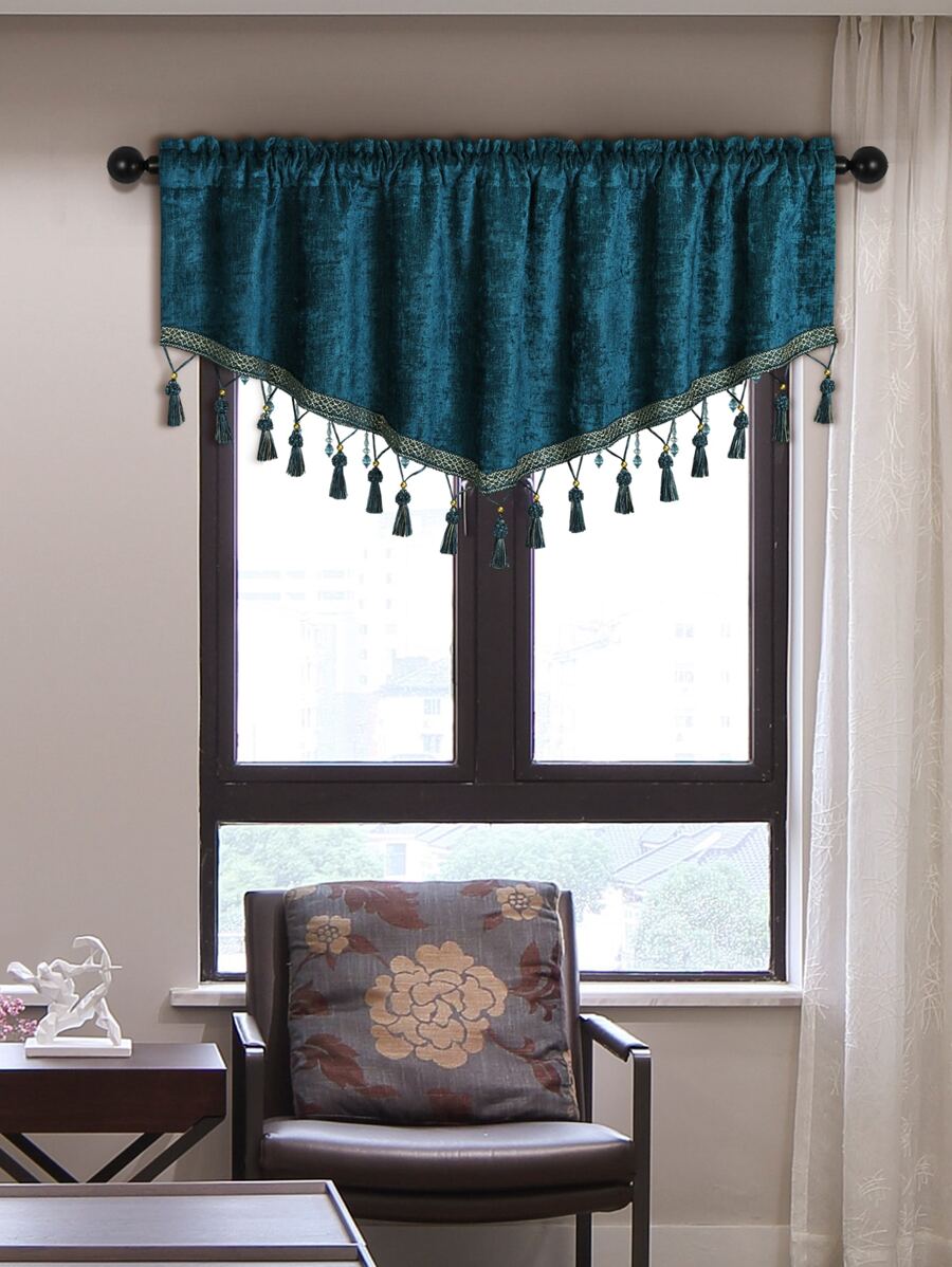 1 pieza Cenefa de ventana con diseño de fleco