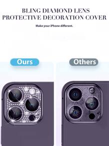 1 tấm bảo vệ ống kính điện thoại bằng kim cương giả tương thích với iPhone 15/15Pro/15Plus/15Promax - Màu tím - Xem 3