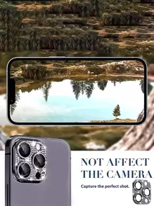 1 tấm bảo vệ ống kính điện thoại bằng kim cương giả tương thích với iPhone 15/15Pro/15Plus/15Promax - Màu tím - Xem 5