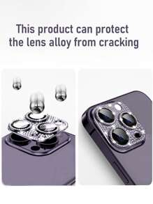1 tấm bảo vệ ống kính điện thoại bằng kim cương giả tương thích với iPhone 15/15Pro/15Plus/15Promax - Màu tím - Xem 8