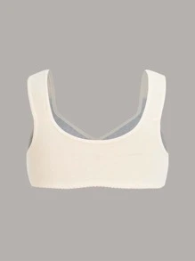 Plus Ditsy Floral Print Button Front Bralet - Apricot - View 2