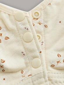 Plus Ditsy Floral Print Button Front Bralet - Apricot - View 3