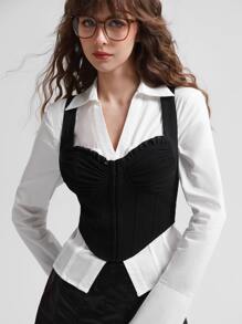 SHEIN MOD 褶邊弧形下擺吊帶上衣