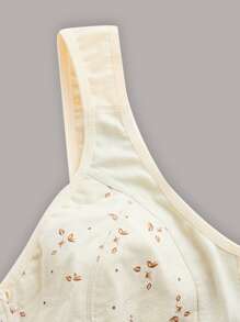 Plus Ditsy Floral Print Button Front Bralet - Apricot - View 4